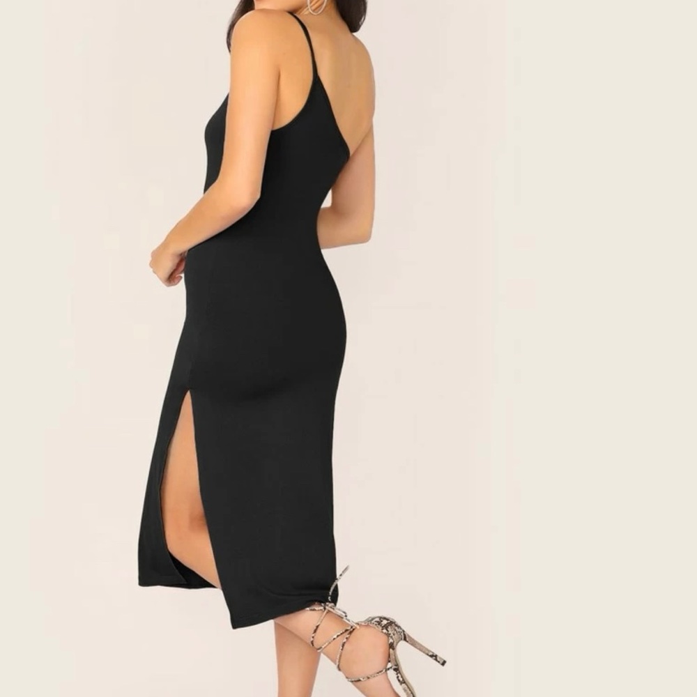SHEIN BAE One Shoulder Split Thigh Form Fitted Dress